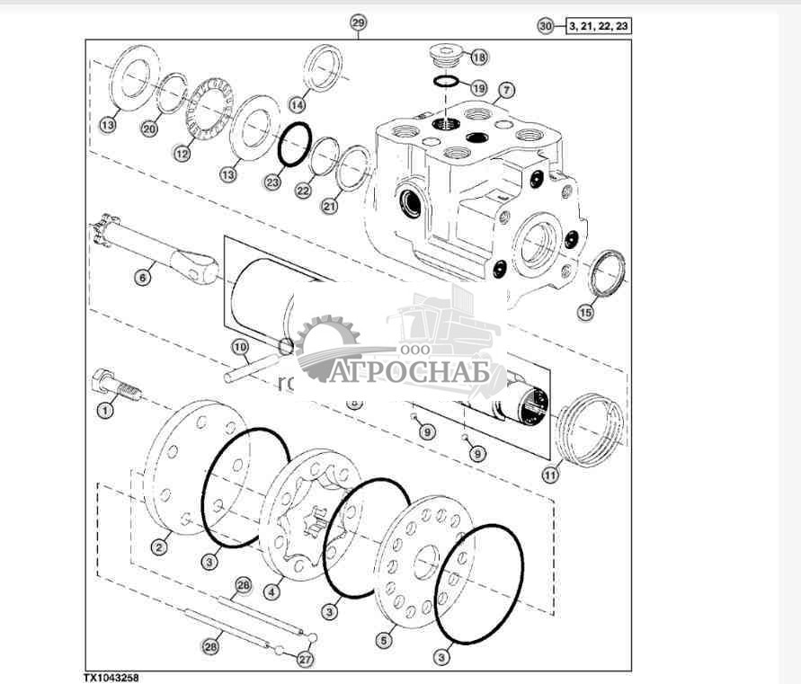Компоненты дозир. насоса сист. рул. упр. 
